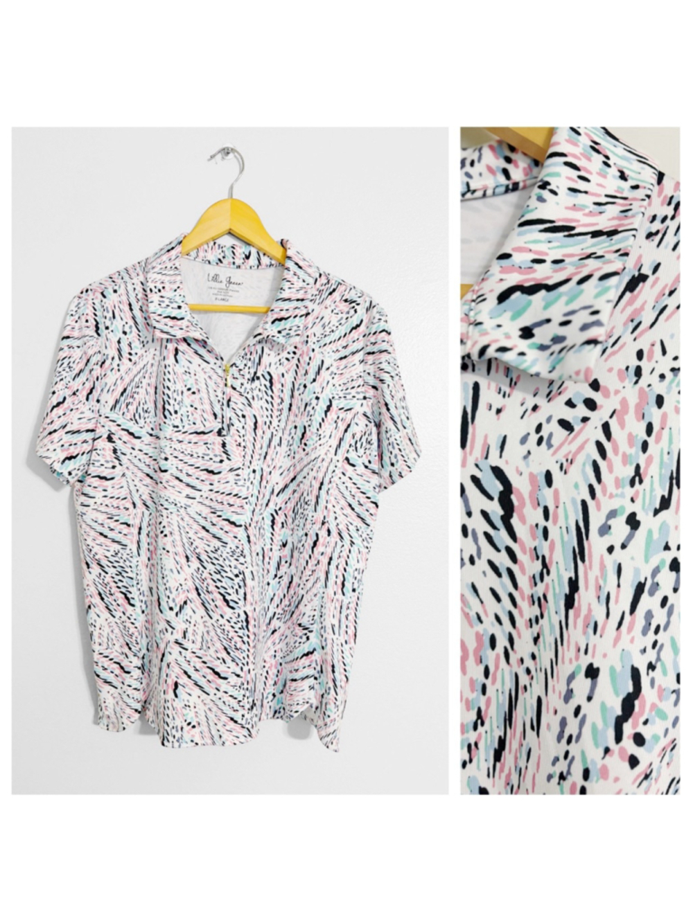 Lillie Green Golf Tennis Athletic Printed Polo Top
